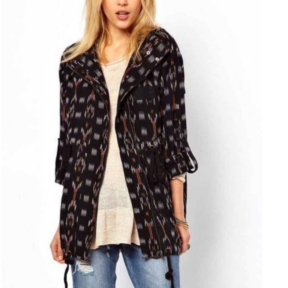 Free People Ikat Parka Utility Hooded Jacket Size S